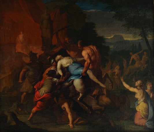 The Battle between Lapiths and Centaurs, vintage artwork by Gerard de Lairesse, 12x8" (A4) Poster