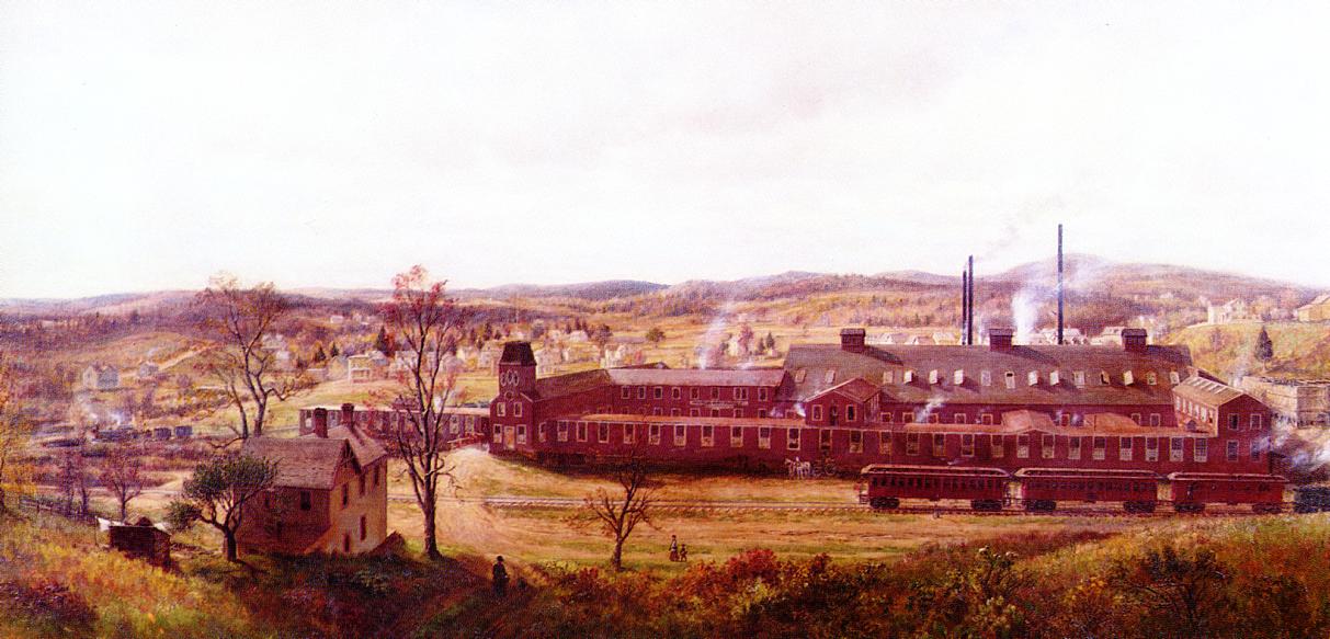 The Butler Hard Rubber Factory, vintage artwork by Edward Lamson Henry, 12x8" (A4) Poster