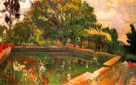 El estanque, vintage artwork by Joaquin Mir  Trinxet, 12x8" (A4) Poster