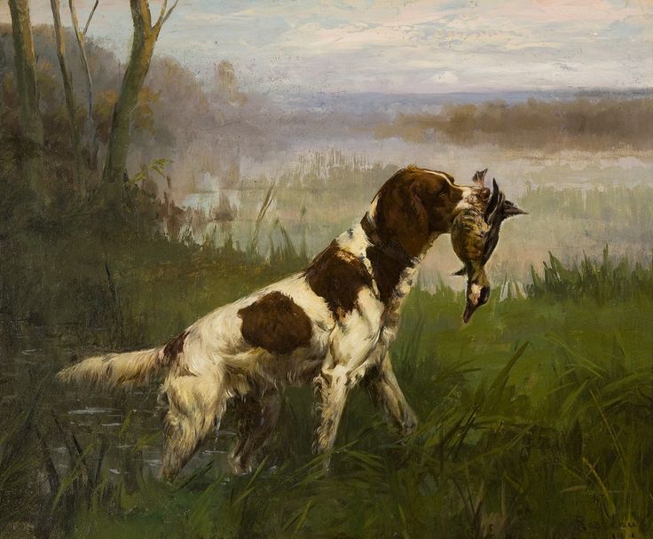 Setter with Duck by Percival Rousseau,A3(16x12")Poster
