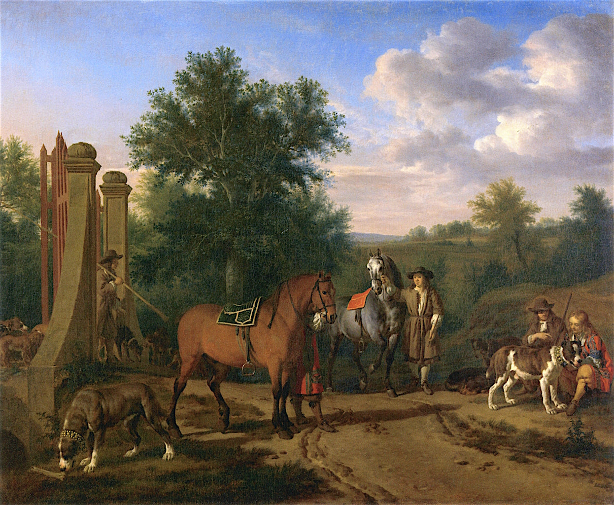 The Hunting Party, vintage artwork by Adriaen van de Velde, 12x8" (A4) Poster