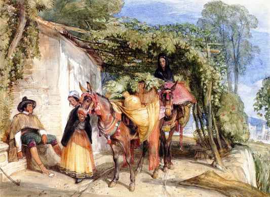Spanish Peasants at Ronda, Spain, vintage artwork by John Frederick Lewis, RA, A3 (16x12") Poster Print
