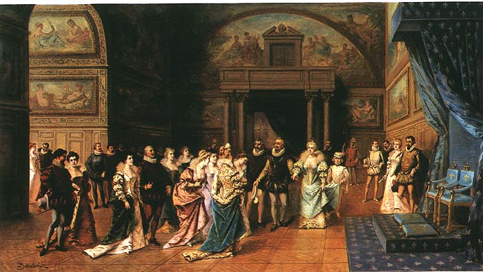 At the court of Valois, vintage artwork by Władysław Bakalowicz, 12x8" (A4) Poster