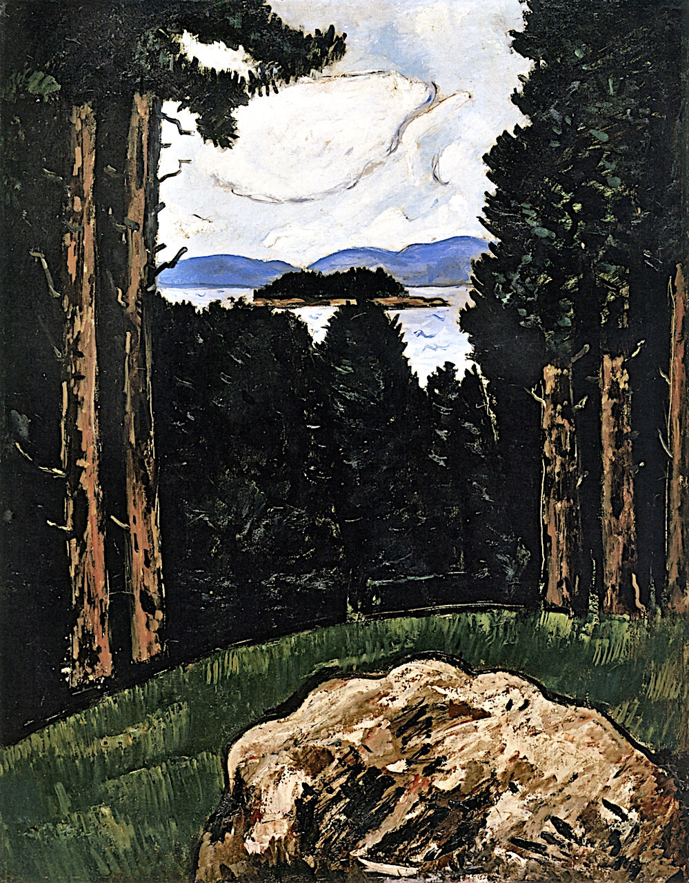 Camden Hills from Baker's Island, Penobscot Bay, vintage artwork by Marsden Hartley, 12x8" (A4) Poster