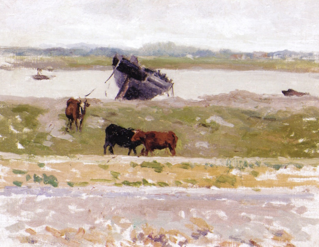 Cows by a Boat, Etaples by Henri Le Sidaner,A3(16x12")Poster