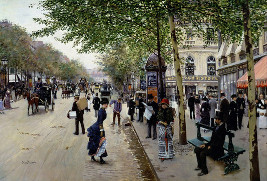 Boulevard des Capucines, vintage artwork by Jean-Georges Beraud, 12x8" (A4) Poster