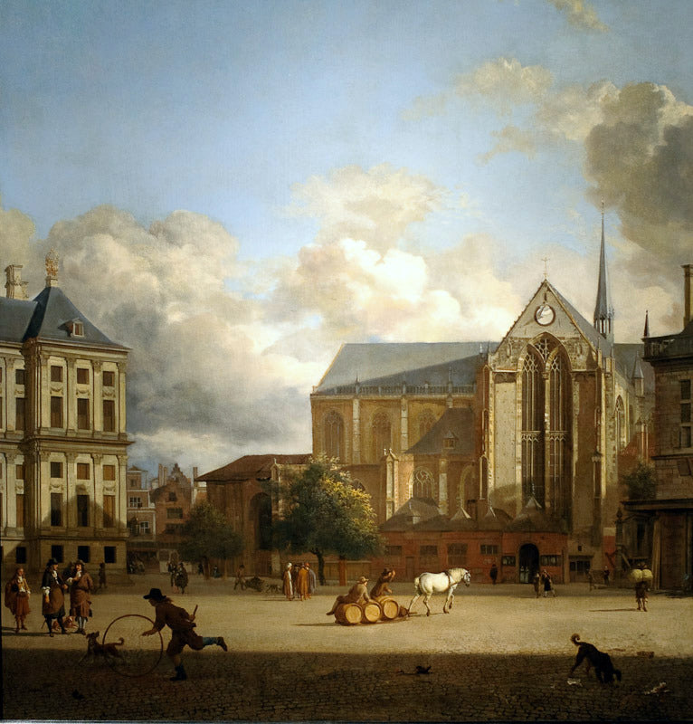 De Dam, vintage artwork by Adriaen van de Velde, 12x8" (A4) Poster