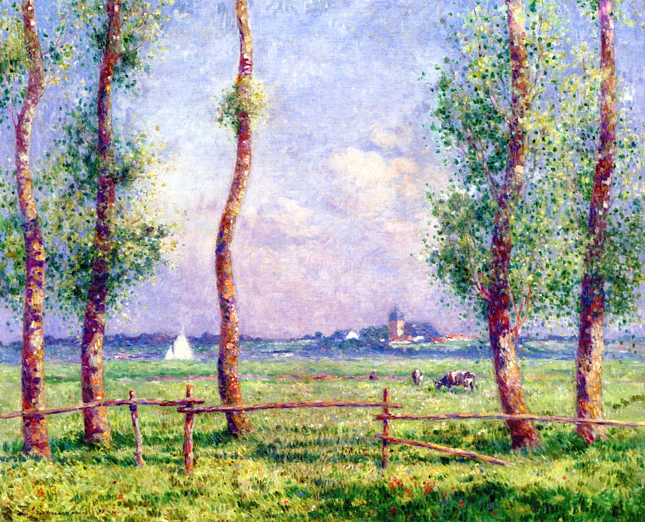 Landscape by  the Sea, vintage artwork by Ferdinand du Puigaudeau, 12x8" (A4) Poster