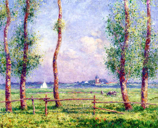 Landscape by  the Sea, vintage artwork by Ferdinand du Puigaudeau, 12x8" (A4) Poster