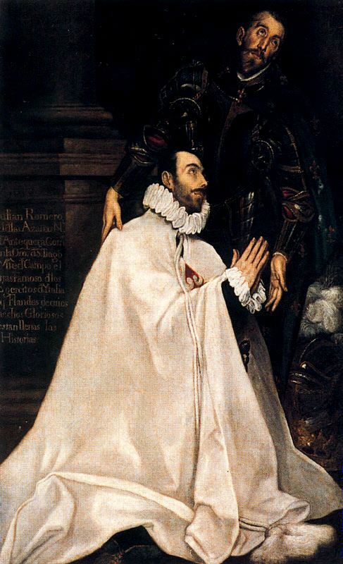 JuliÃ¡n Romero de las Azanas and his Patron Saint, vintage artwork by El Greco, 12x8" (A4) Poster