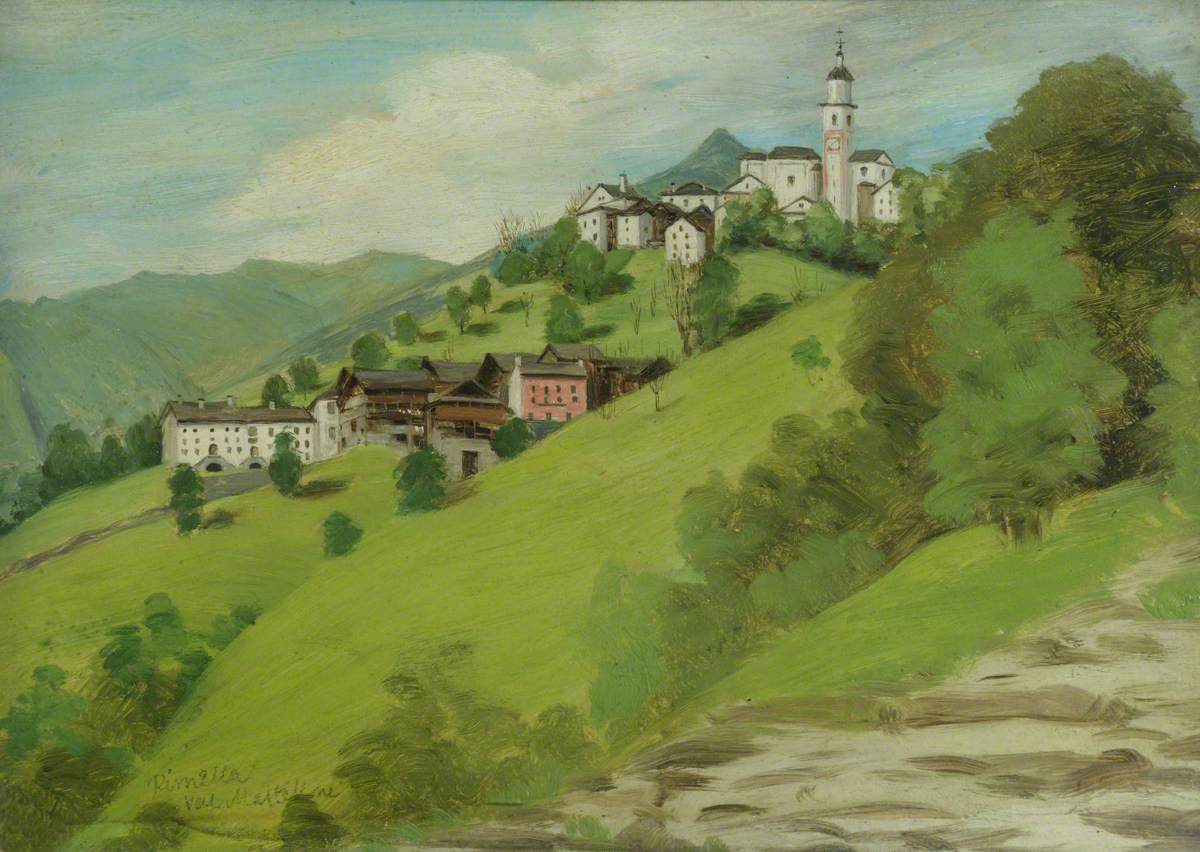 Landscape, Rimella, Val Mastellone, vintage artwork by Samuel Butler, 12x8" (A4) Poster