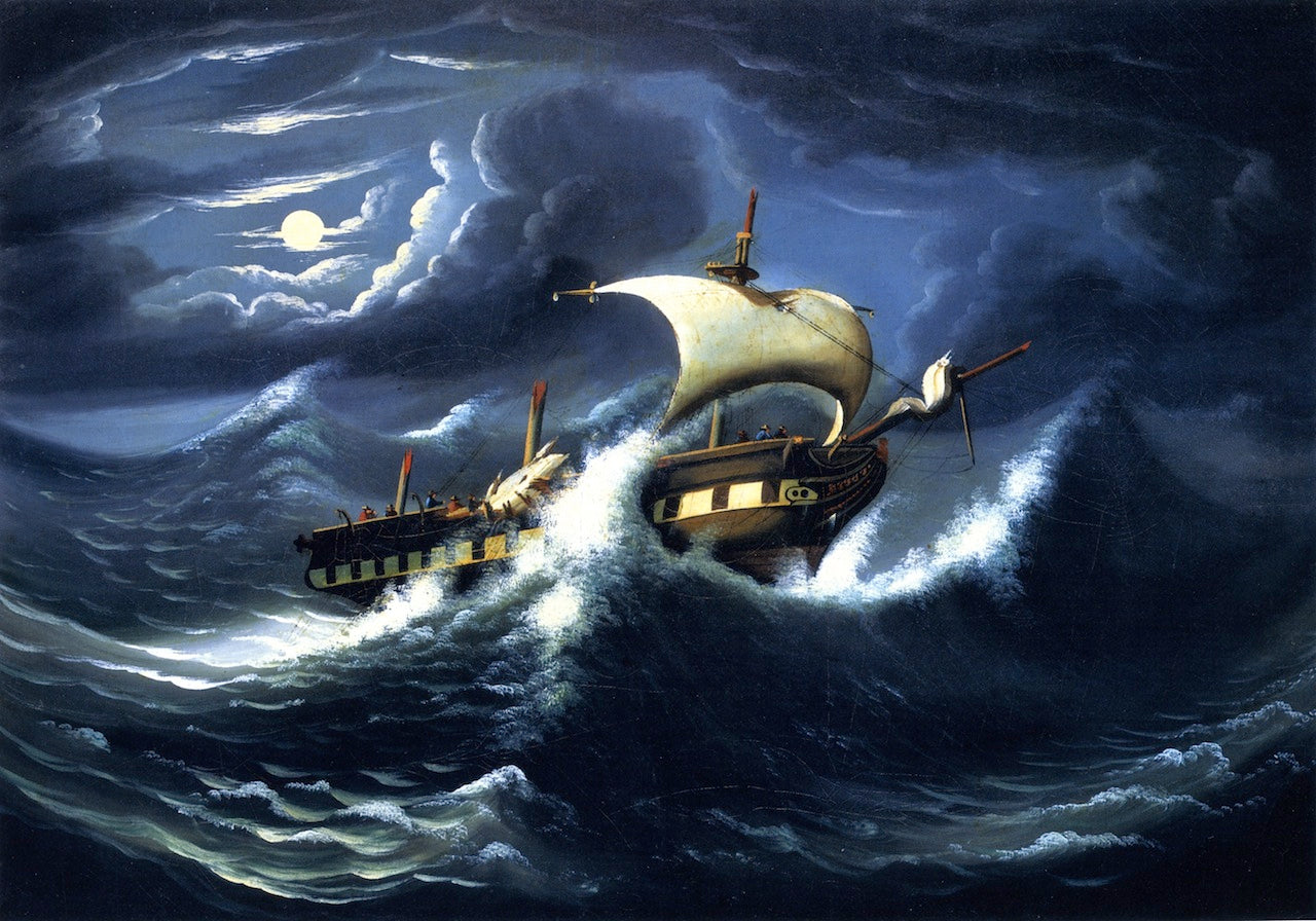 Storm-Tossed Frigate, vintage artwork by Thomas Chambers, A3 (16x12") Poster Print