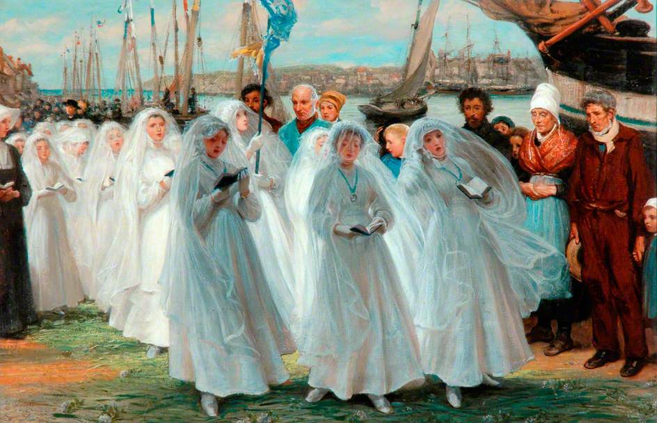 The First Communion, Dieppe, vintage artwork by Phillip Richard Morris, 12x8" (A4) Poster