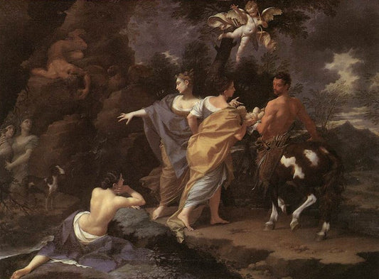 Achilles Handing over to Chiron, vintage artwork by Donato Creti, 12x8" (A4) Poster