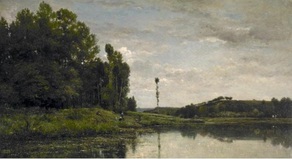 The Banks of the Oise at Auvers, vintage artwork by Charles-François Daubigny, A3 (16x12") Poster Print