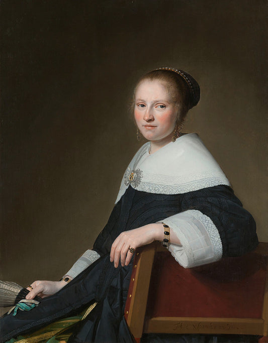 Portrait of Maria Strijp, vintage artwork by Jan Cornelisz. Verspronck, 12x8" (A4) Poster