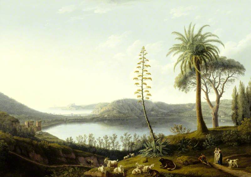 The Lake of Avernus, vintage artwork by Jakob Philipp Hackert, 12x8" (A4) Poster