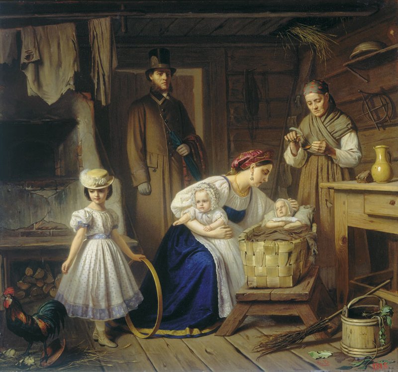 The Nurse Visiting Her Baby , vintage artwork by Karl Wenig, 12x8" (A4) Poster