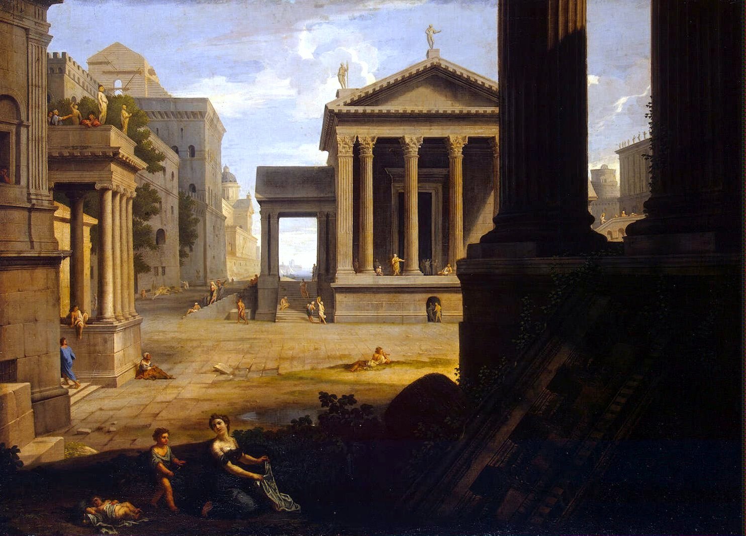 Square of an Ancient City, vintage artwork by Jean Lemaire, 12x8" (A4) Poster