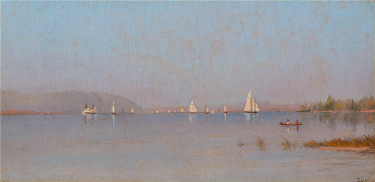 Boating on the Hudson, vintage artwork by Francis A. Silva, 12x8" (A4) Poster