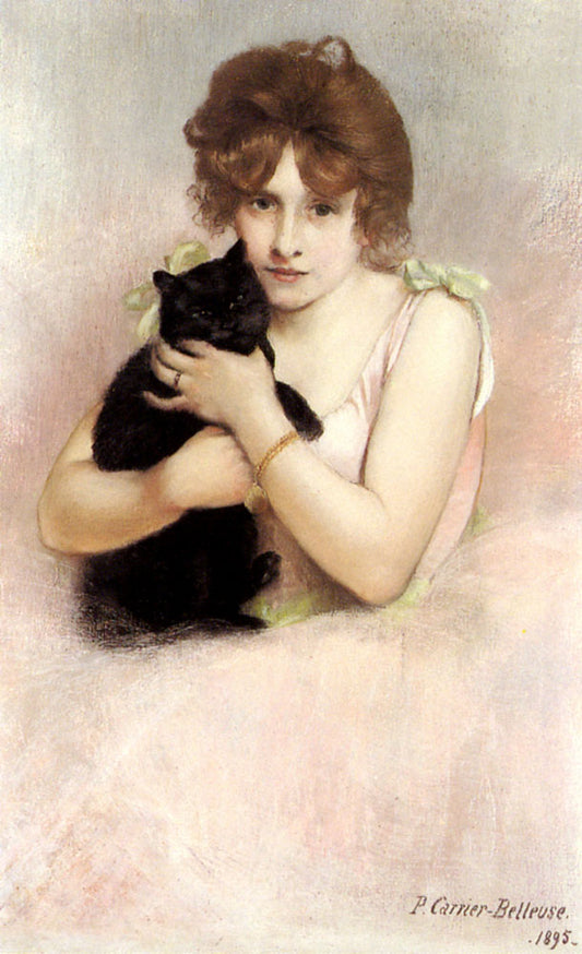 ung Ballerina Holding A Black Cat by Pierre Carrier-Belleuse,A3(16x12")Poster