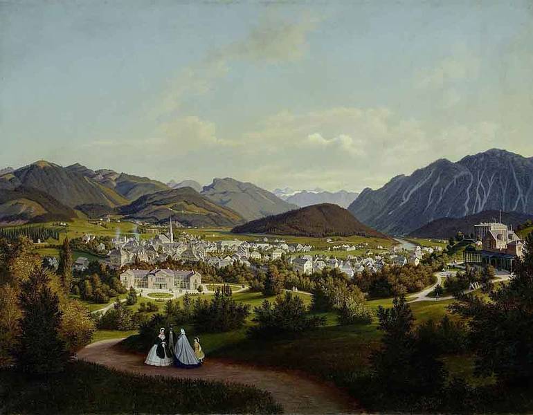 Ischl, vintage artwork by Hubert Sattler, A3 (16x12") Poster Print