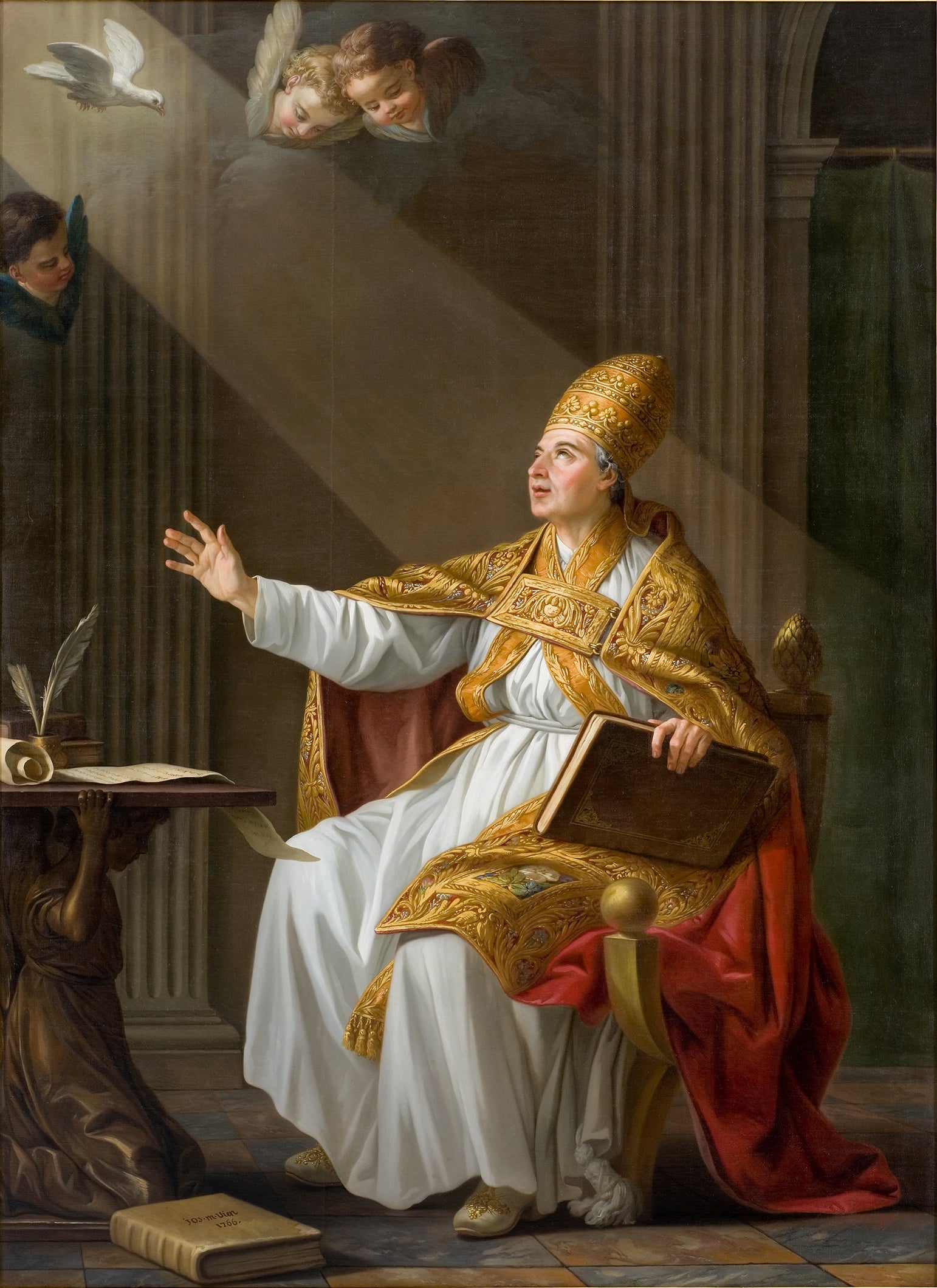 Pope St Gregory the Great, vintage artwork by Joseph Marie Vien, 12x8" (A4) Poster