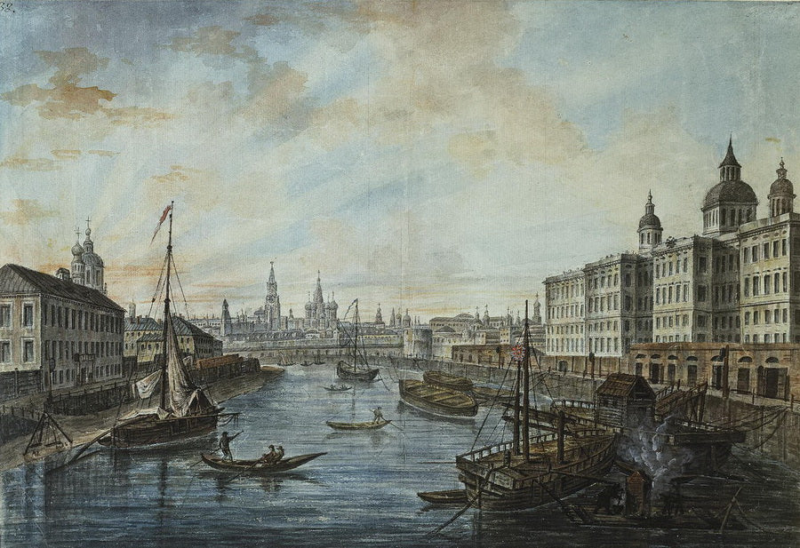 The Foundling Hospital in Moscow, vintage artwork by Fedor Yakovlevich Alekseev, 12x8" (A4) Poster