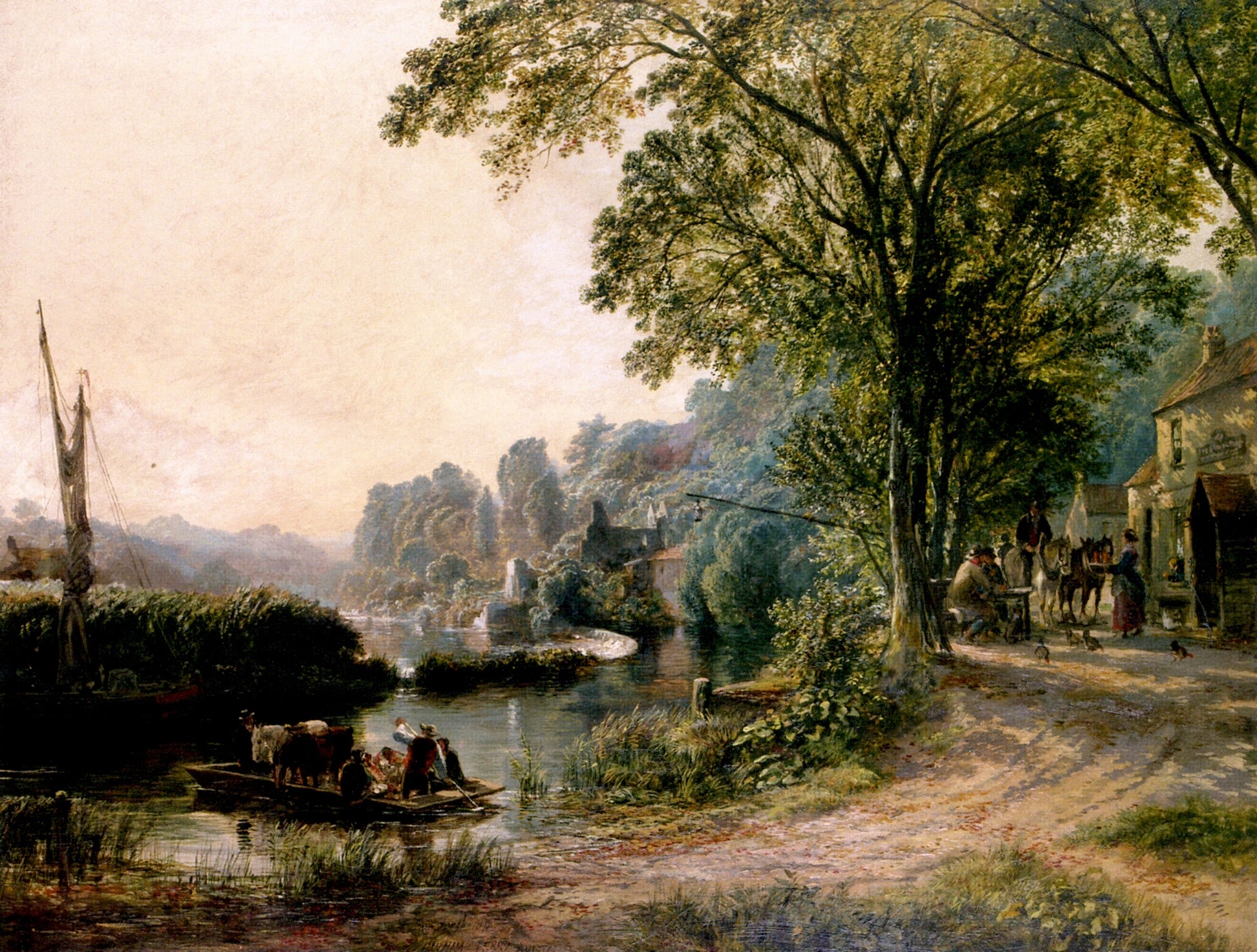 The Inn at Hanham Ferry near Bristol, vintage artwork by Samuel Bough, 12x8" (A4) Poster