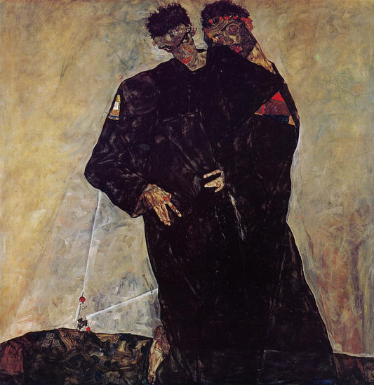 Hermits, vintage artwork by Egon Schiele, 12x8" (A4) Poster