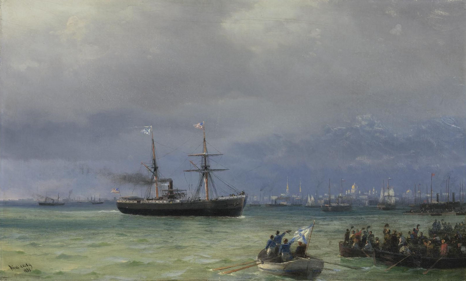 Arrival of a Ship, vintage artwork by Ivan Constantinovich Aivazovsky, A3 (16x12") Poster Print