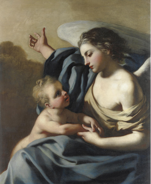 Guardian Angel, vintage artwork by Francesco de Mura, 12x8" (A4) Poster