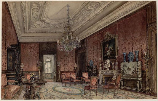 Red Salon at the Palais Chotek in Vienna, vintage artwork by Rudolf von Alt, A3 (16x12") Poster Print
