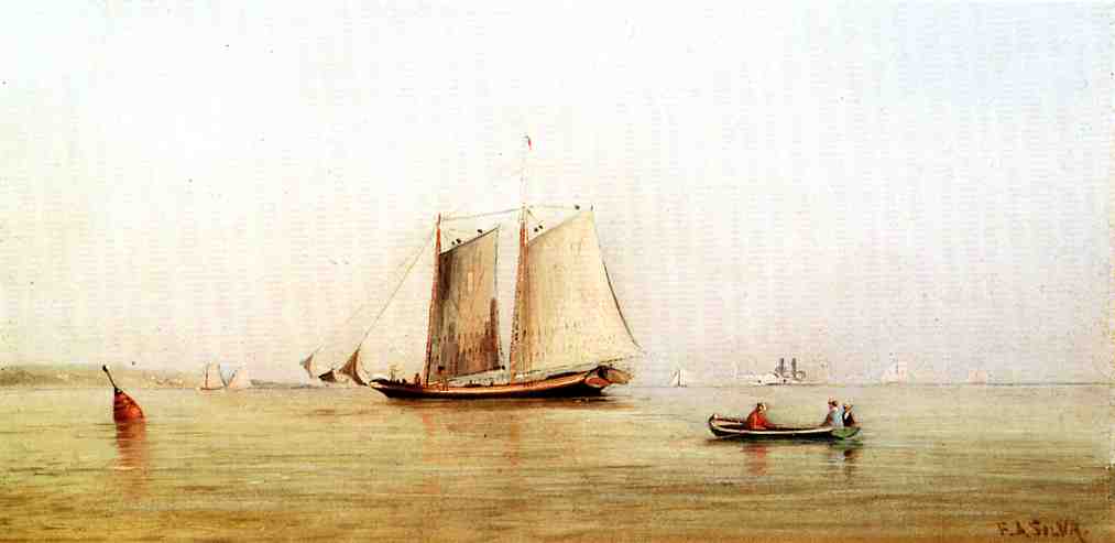Morning in New York Bay, vintage artwork by Francis A. Silva, 12x8" (A4) Poster