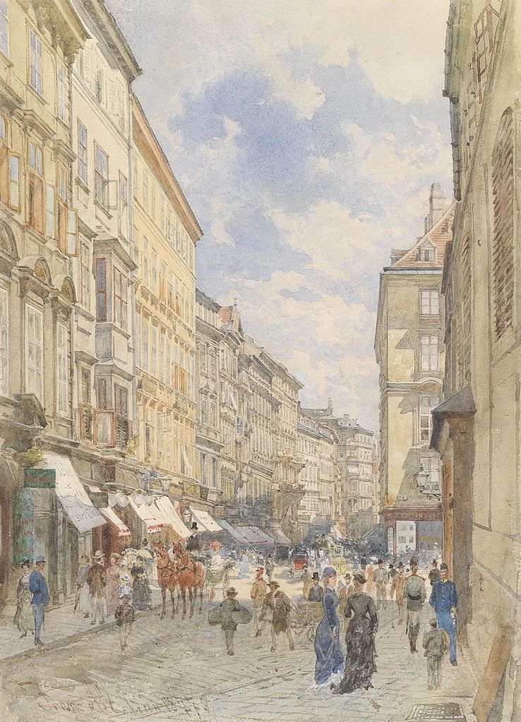 Weihburggasse, Vienna, vintage artwork by Franz von Alt, A3 (16x12") Poster Print