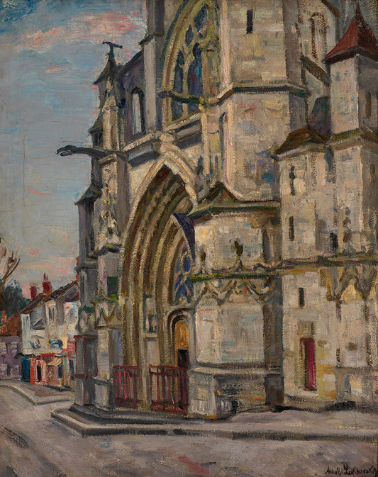 Cathedral Entrance, vintage artwork by Arnold Borisovich Lakhovsky, 12x8" (A4) Poster