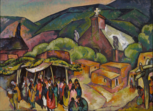 Feast Day: San Juan Pueblo, vintage artwork by William Penhallow Henderson, 12x8" (A4) Poster