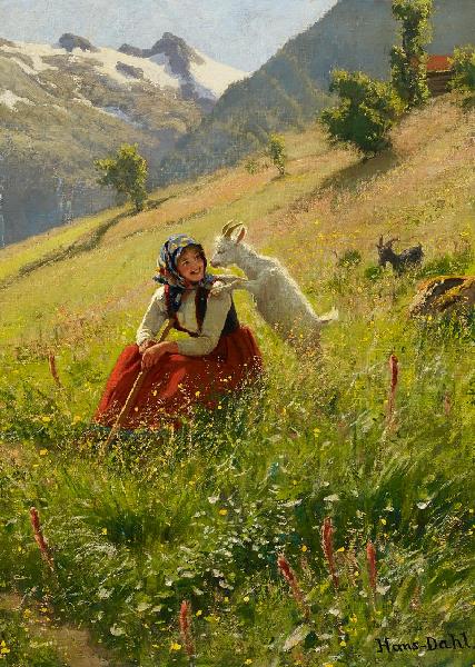 Tender Welcome, vintage artwork by Hans Dahl, 12x8" (A4) Poster