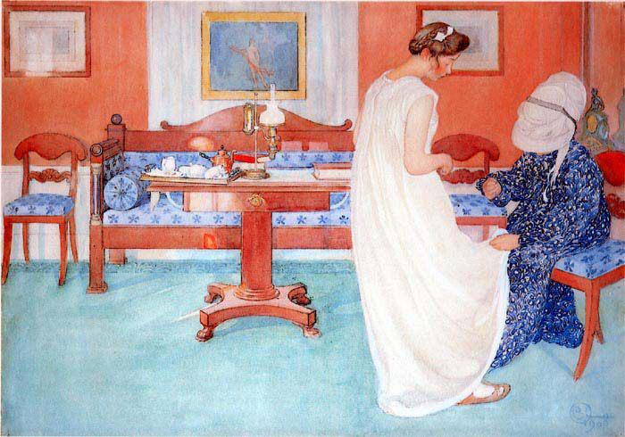 Bridesmaid, vintage artwork by Carl Larsson, 12x8" (A4) Poster