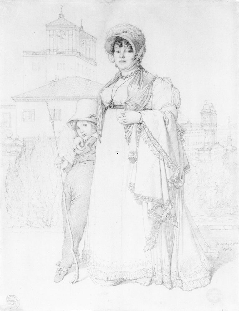 Madame Lethière and her Son Lucien, vintage artwork by Jean-Auguste-Dominique Ingres, 12x8" (A4) Poster