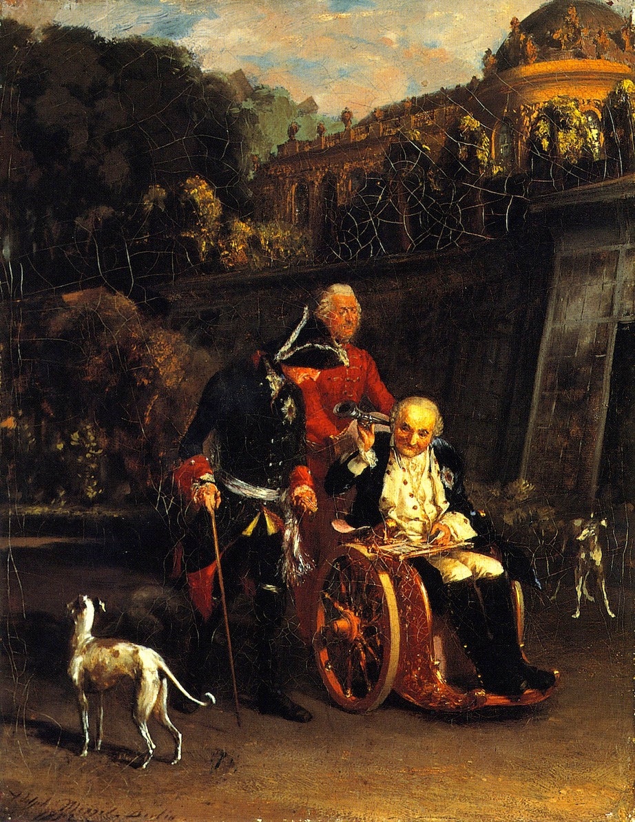 Frederick the Great and General Fouque, vintage artwork by Adolph von Menzel, A3 (16x12") Poster Print