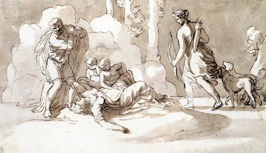 The Death of Chione, vintage artwork by Nicolas Poussin, 12x8" (A4) Poster