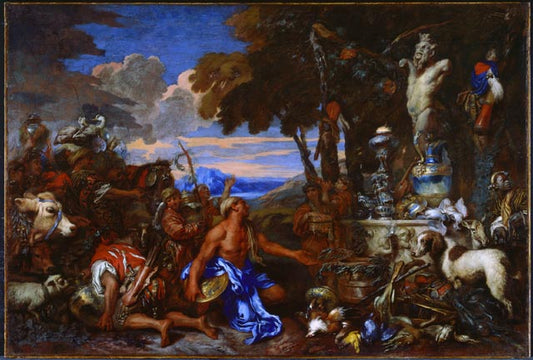 An Offering to Pan, vintage artwork by Giovanni Castiglione, 12x8" (A4) Poster