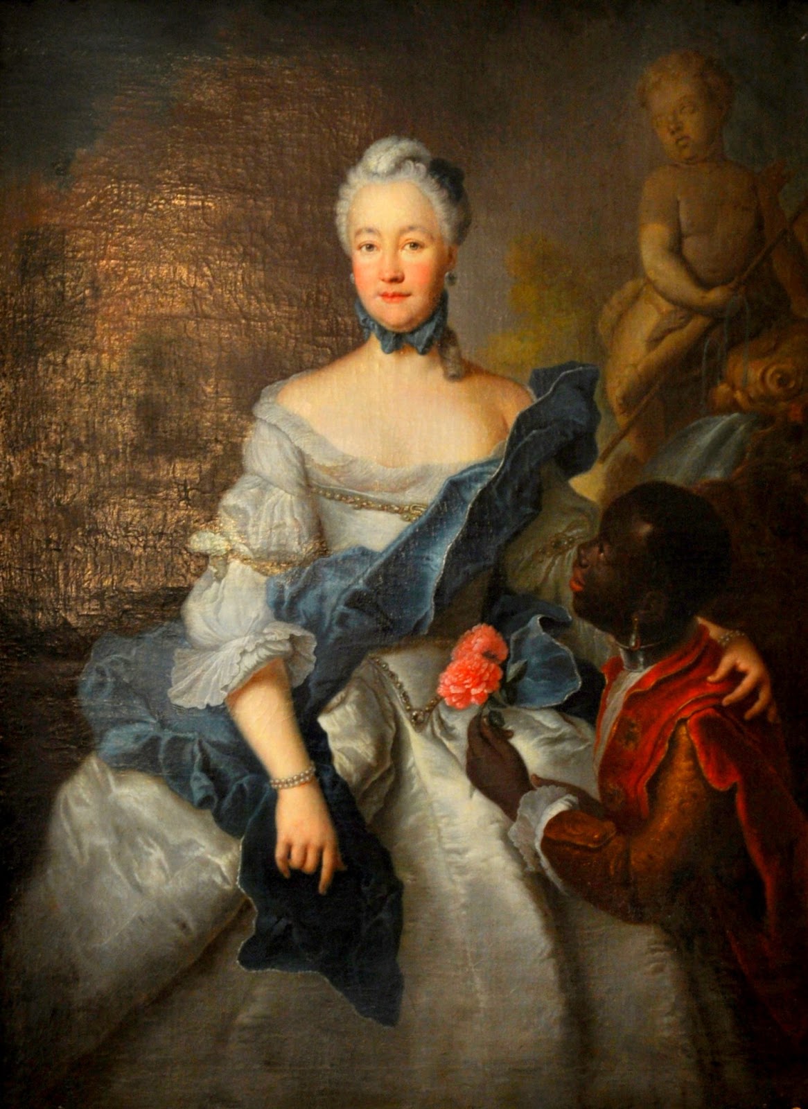 Portrait of Karoline von Pfalz-Zweibrücken, vintage artwork by Antoine Pesne, 12x8" (A4) Poster