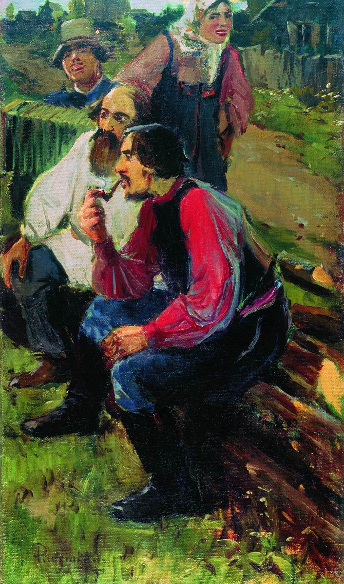 At the Festival, vintage artwork by Andrei Petrovich Riabushkin, 12x8" (A4) Poster
