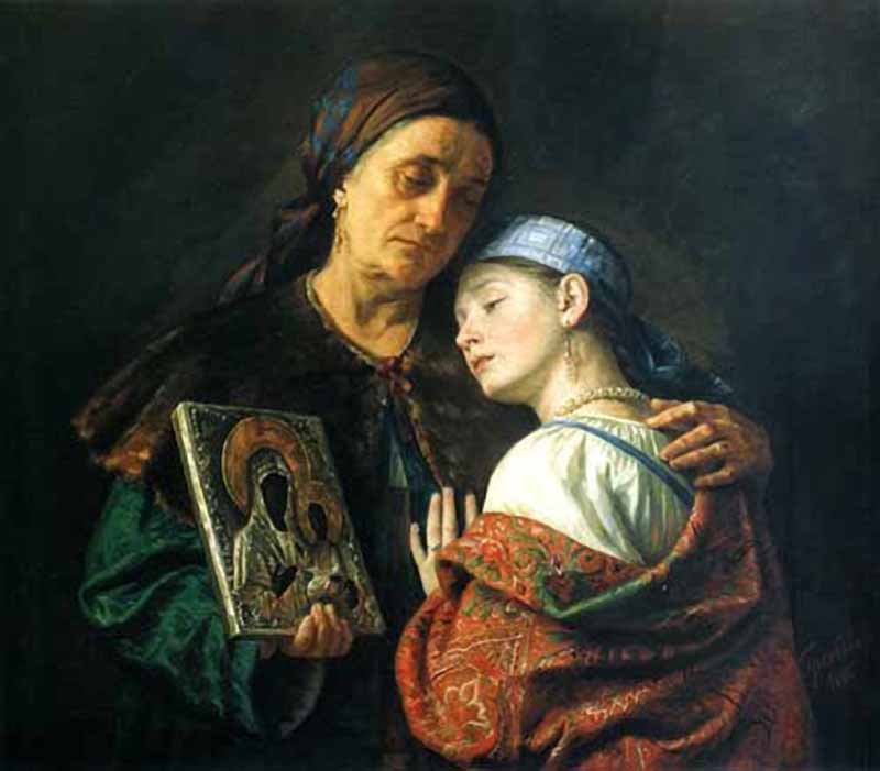 Blessing, vintage artwork by Sergei Gribkov, A3 (16x12") Poster Print