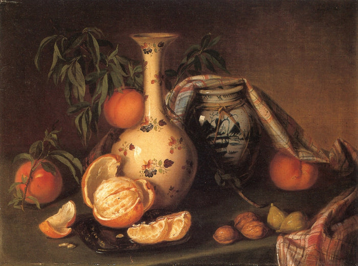 Still Life with Vase, Fruit and Nuts, vintage artwork by Joseph Biays Ord, A3 (16x12