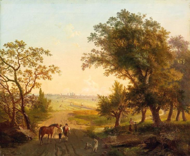 Forest Road with Windmills (Waldweg mit Windmühlen), vintage artwork by Hermann Wilhelm Cellarius, A3 (16x12") Poster Print