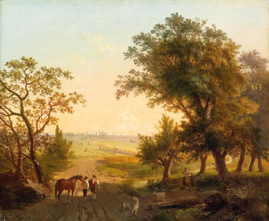Forest Road with Windmills (Waldweg mit Windmühlen), vintage artwork by Hermann Wilhelm Cellarius, A3 (16x12") Poster Print