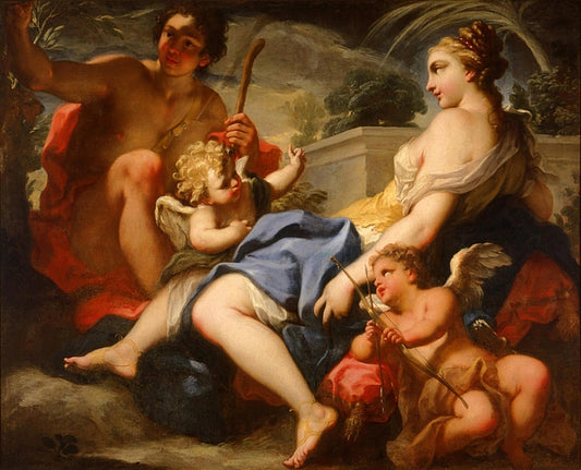 The Meeting of Telemachus and Calypso, vintage artwork by Antonio Balestra, 12x8" (A4) Poster